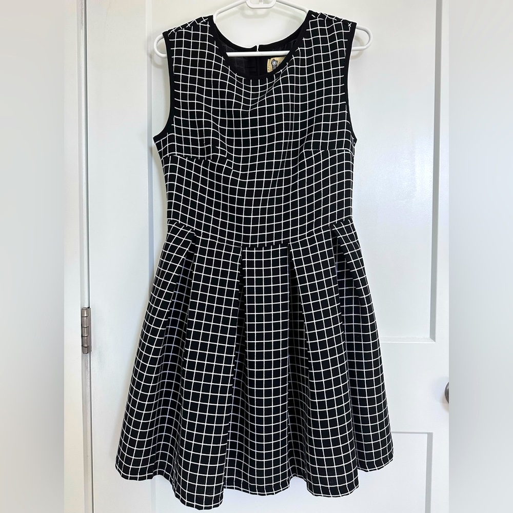 Belted Dress in Grid Print